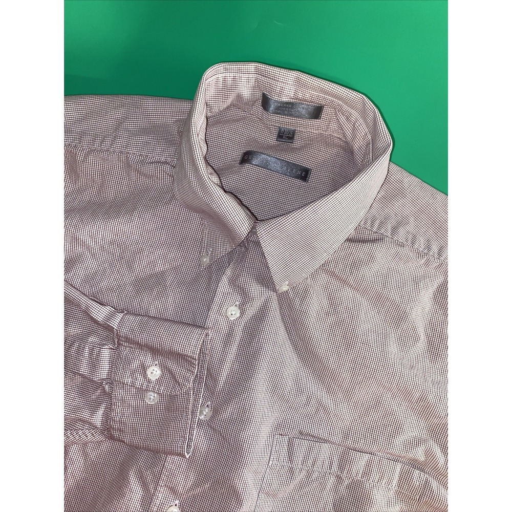 Geoffrey Beene Men's XL Pink Check Long Sleeve Bottom Down Casual Dress Shirt‎